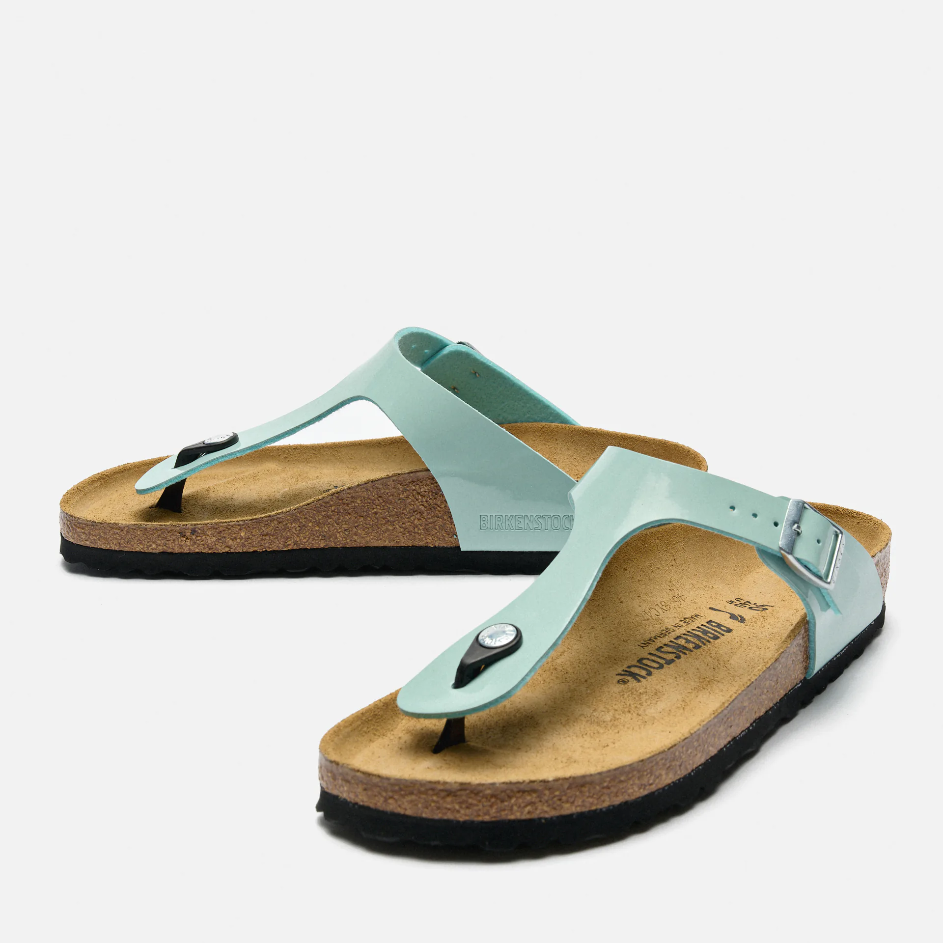 Birkenstock Gizeh Birko-Flor Narrow Sandals Patent Surf Green