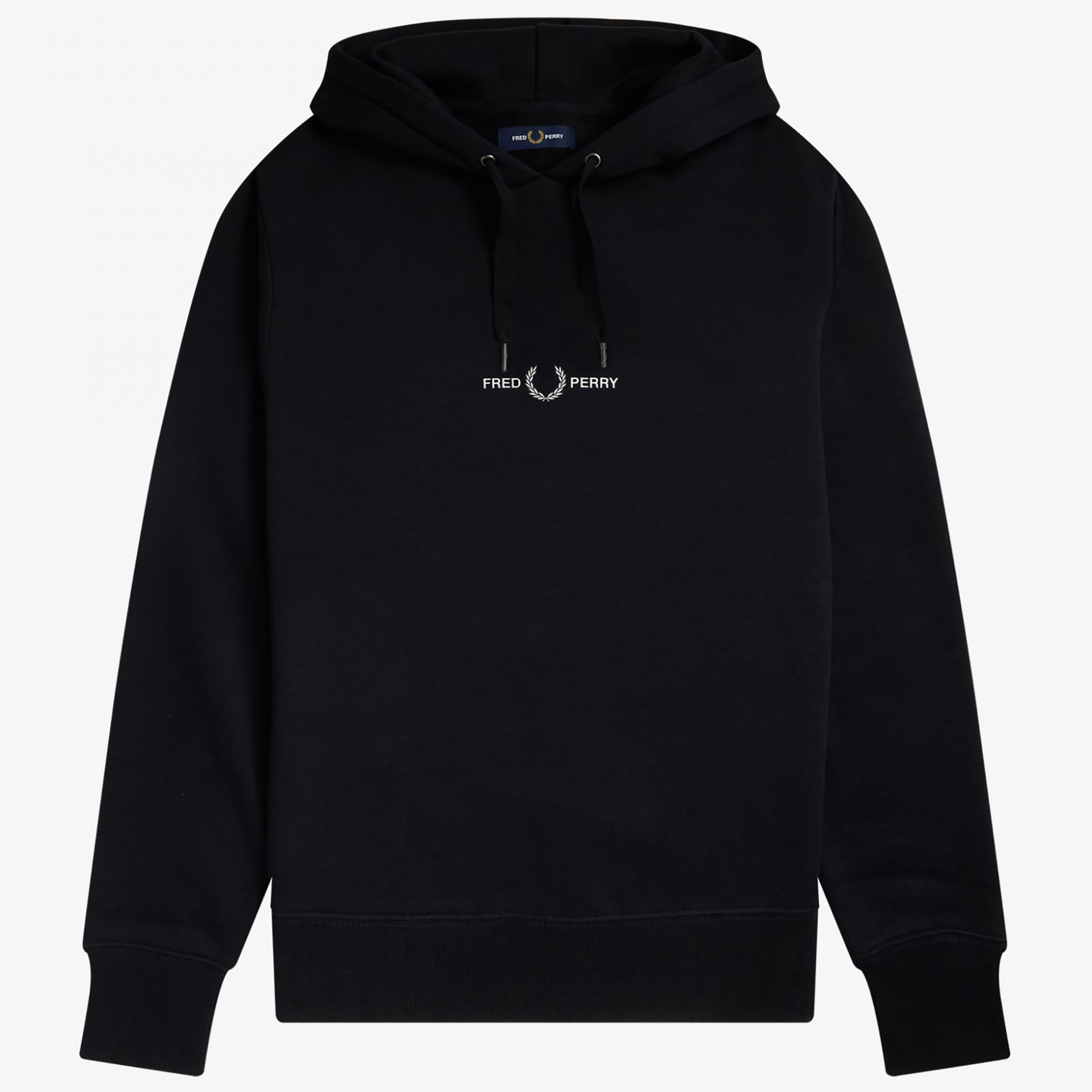 Fred Perry Embroidered Hodded Sweatshirt Black